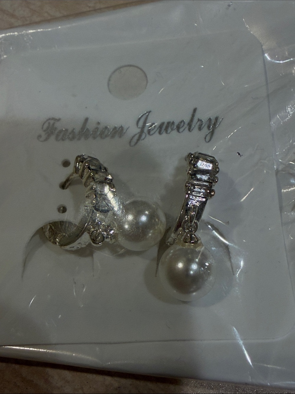 Fashion Jewelry Silver-Tone Pearl Drop Clip Earrings